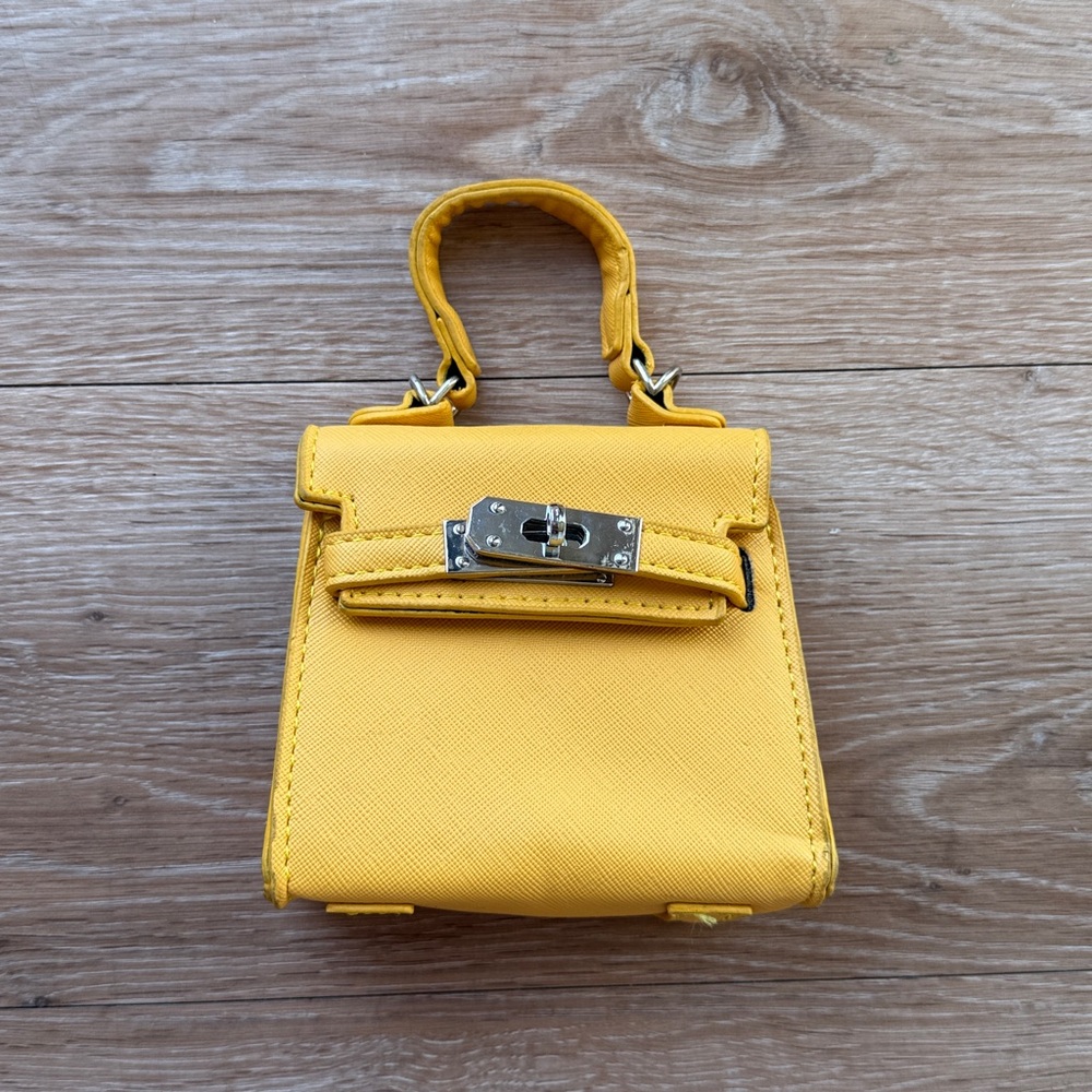 Yellow Mini Handbag with Silver Hardware